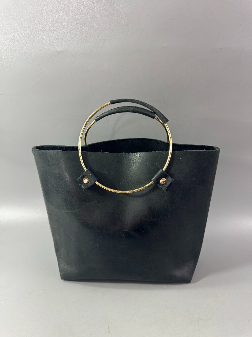 Tribe Alive Brass Handle Minimalist with Vegan Black Leather
